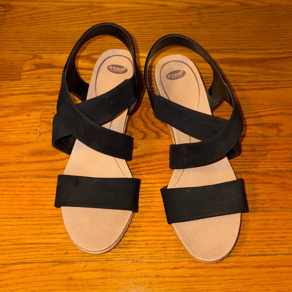 Dr. Scholl's Black Wedge Sandals